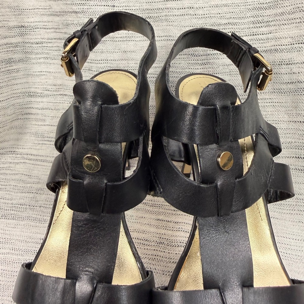 Marc Fisher Black Leather Vachella Sandal Size 8 Strappy Stiletto Ankle Strap - Picture 4 of 10